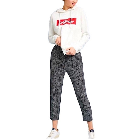 Anthropologie Ett Wa Black Red Striped Pull On Relaxed Fit Crop Jogger Pants - Picture 1 of 10